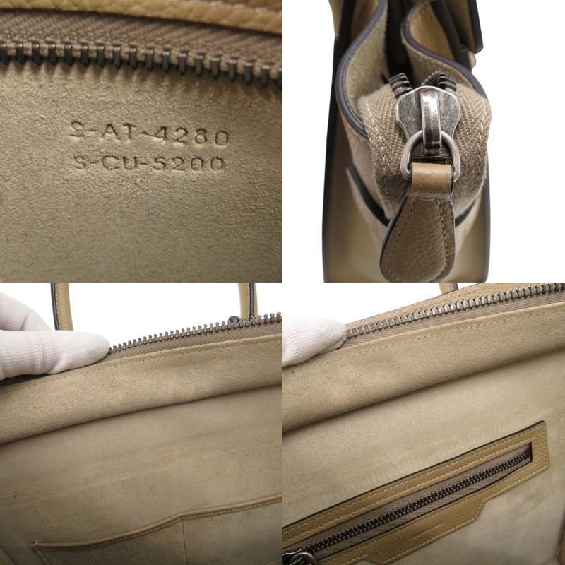 Celine Luggage Micro Shopper Leather Beige Handbag 1112 — view 9