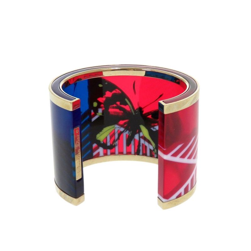Christian Dior D-jungle Pop Skeleton Butterfly Bangle Plastic Red Bracelet 0486 — view 4