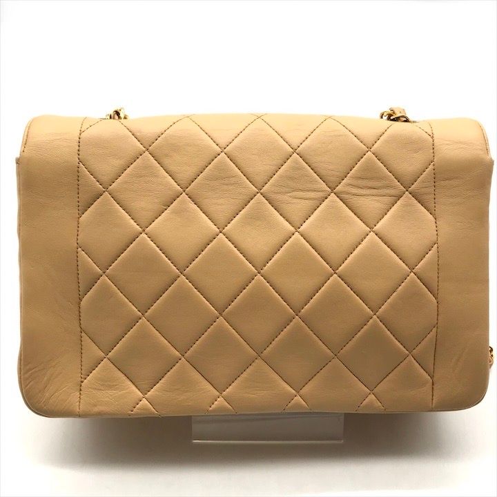 Chanel Diana CC Logo Quilted Lambskin Turnlock Chain Shoulder Bag Beige — view 2