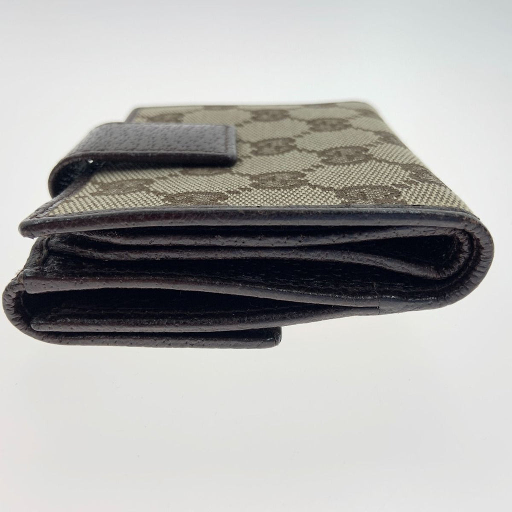 Gucci GG Canvas Compact Wallet W Hook Bifold Beige — view 3