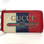 Gucci Round Zipper Long Wallet Red Navy — view 9