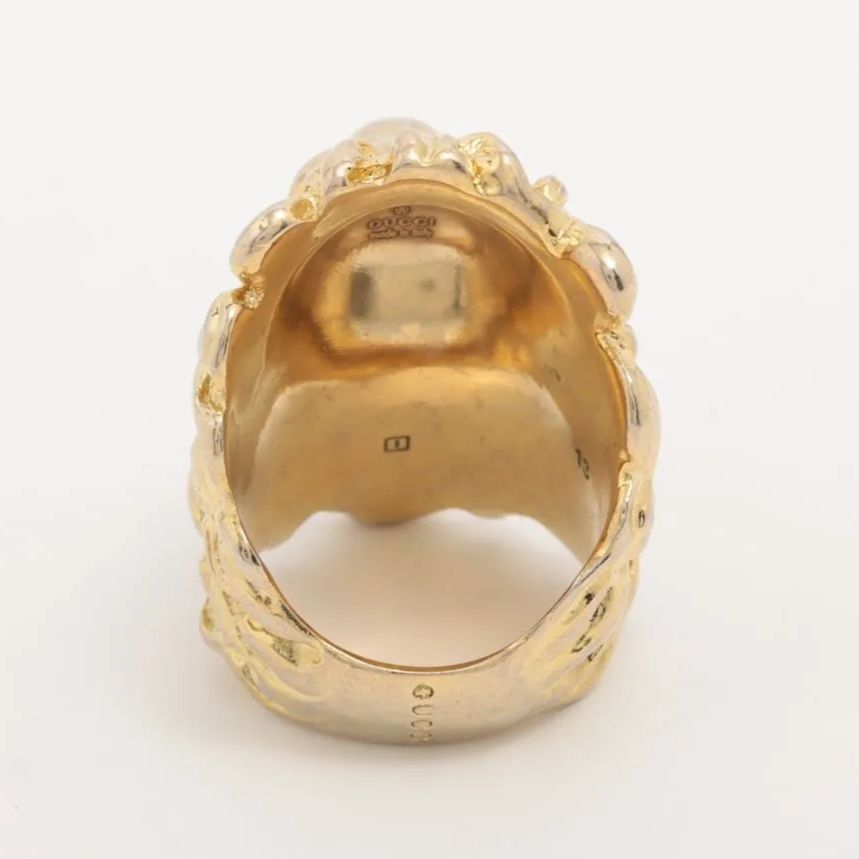 Gucci Michele Era Lion Head Stone Ring Gold Clear — view 2