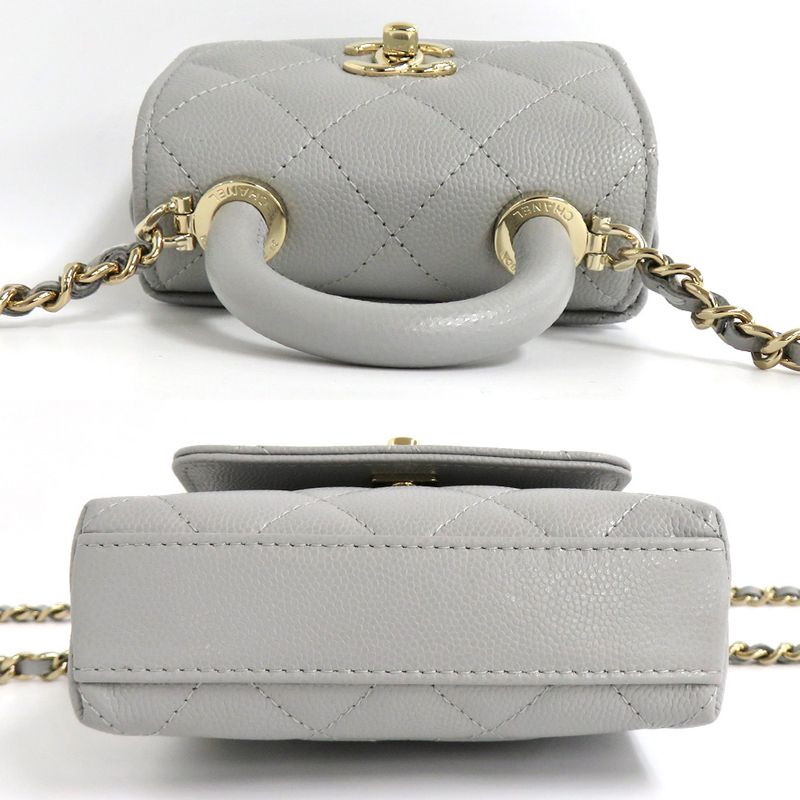 Chanel Quilted Top Handle Flap Bag Caviar Leather Coco 11 cm — view 5