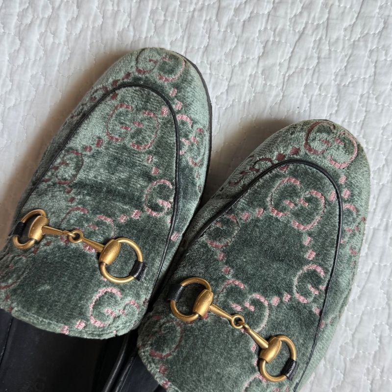 Gucci Jordane GG Pattern Horsebit Loafers Velvet Velour 35 1 2 — view 3
