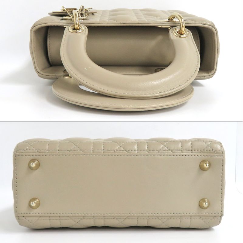 Christian Dior Lady My ABCDior Bag Small Beige Lamb — view 5