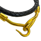 Hermes Bracelet Choker Necklace Jumbo Leather Metal Black — view 7