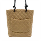Chanel Cambon Quilted Leather CC Logo Hand Bag Beige Black Bag — view 2
