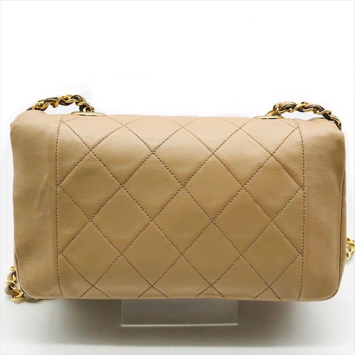 Chanel Diana Quilted Lambskin CC Logo Shoulder Bag Beige — view 2