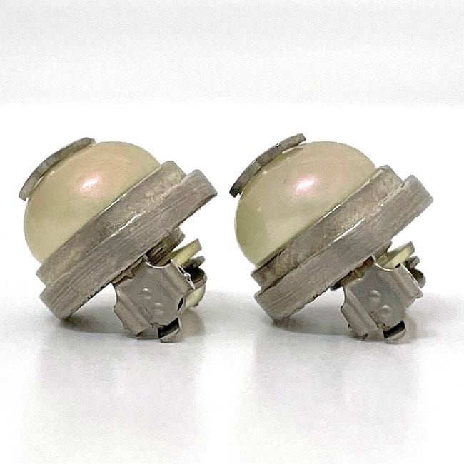 Chanel Earrings Silver Pearl Style Coco Mark Metal 98 — view 7