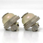 Chanel Earrings Silver Pearl Style Coco Mark Metal 98 — view 7