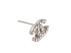 Chanel CC Logo Earrings 09 Rhinestone Metal Silver Clear — view 3
