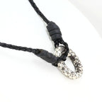 Bottega Veneta Intrecciato Circle Silver Leather Necklace 56 cm — view 2