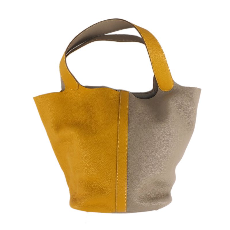 Hermes Picotin Lock T GM Handbag Gray Yellow Silver Hardware — view 3