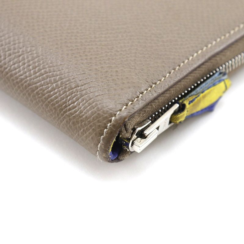 Hermes Azap Long Silk-in Vaux-epson Etoupe Brown R Wallet — view 5