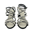 Chanel Sandals Shoes Leather Black White Coco Mark Pearl Quilted Strap — view 2