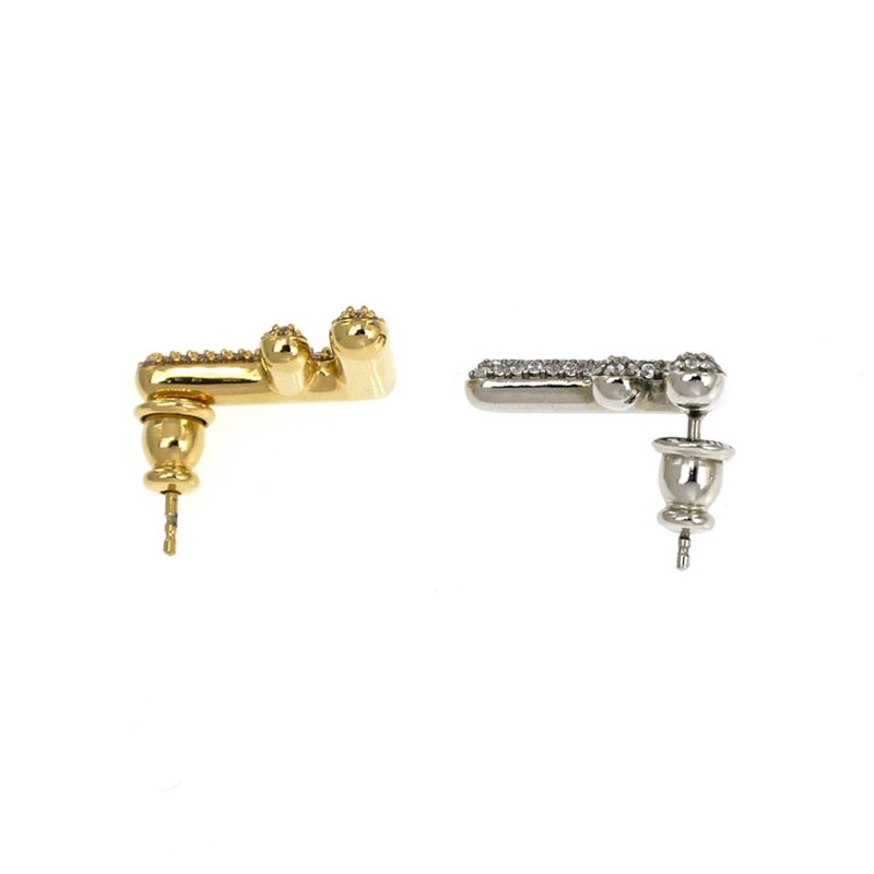 Fendi Zucca FF Logo Earrings Gold Color Silver Rhinestone — view 5