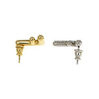 Fendi Zucca FF Logo Earrings Gold Color Silver Rhinestone — view 5
