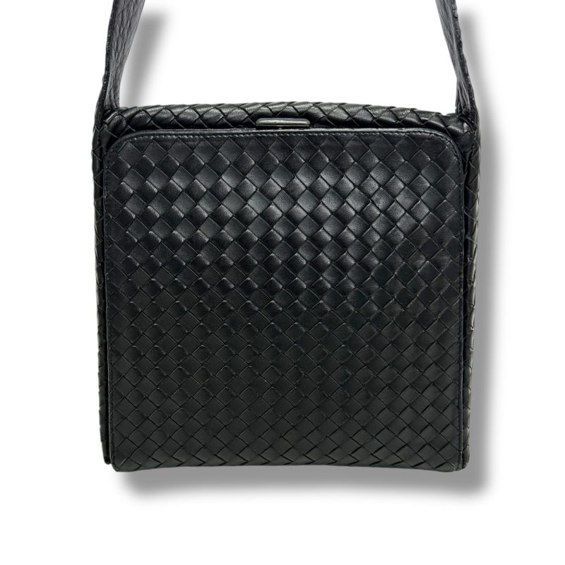 Bottega Veneta One Shoulder Bag Intrecciato Leather Black Gusset Soho Hobo — view 2
