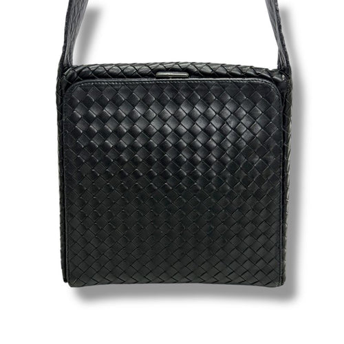 Bottega Veneta One Shoulder Bag Intrecciato Leather Black Gusset Soho Hobo — view 2