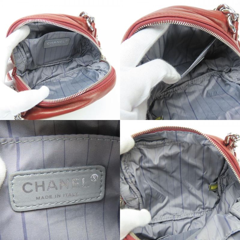 Chanel Shoulder Bag Quilted Lambskin Bordeaux Silver Hardware Chain — view 7
