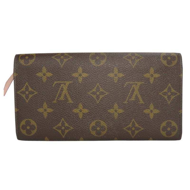Louis Vuitton Long Wallet Portefeuille Emilie Monogram Brown Rose — view 2