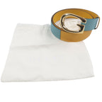 Gucci Memorable Buckle g Logo Bicolor Leather Belt Yellow Blue — view 3