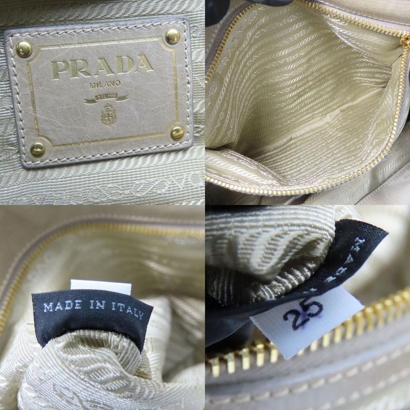 Prada Handbag Bl0678 Triangle Logo Plate Calf Pomice Sand Beige Gold Hardware — view 6