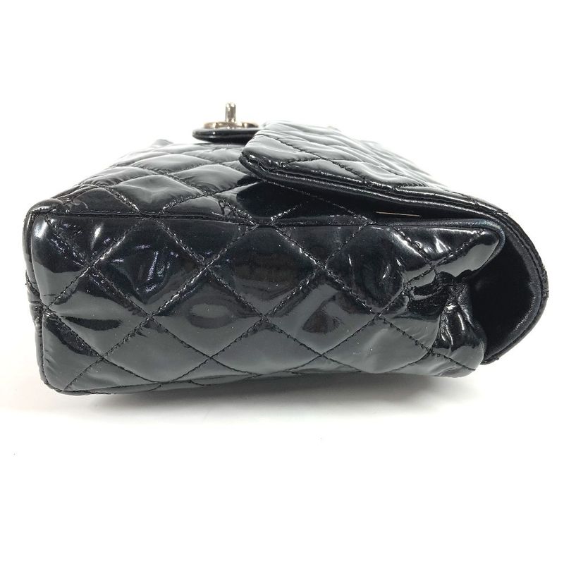 Chanel Upside Down Shoulder Bag Quilted Enamel Black — view 5