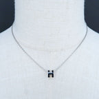 Hermes Necklace Pop Ash Mini Pendant H Black Silver-color Accessories — view 9