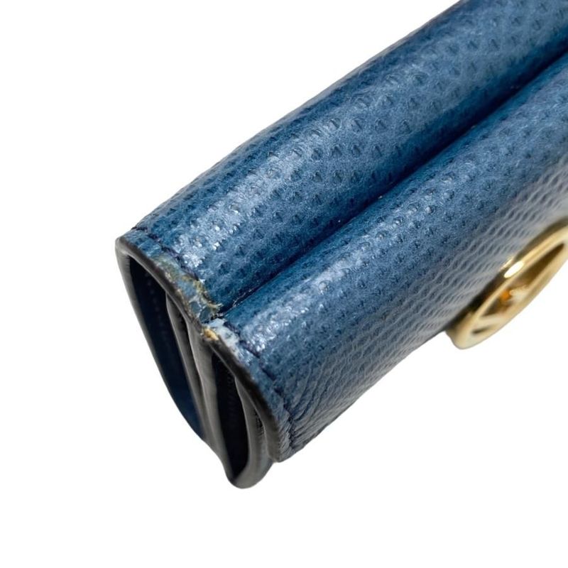 Fendi Trifold Compact Wallet 8 Blue Gold Hardware — view 6