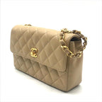 Chanel CC Logo Mini Quilted Turnlock Shoulder Bag Beige — view 2