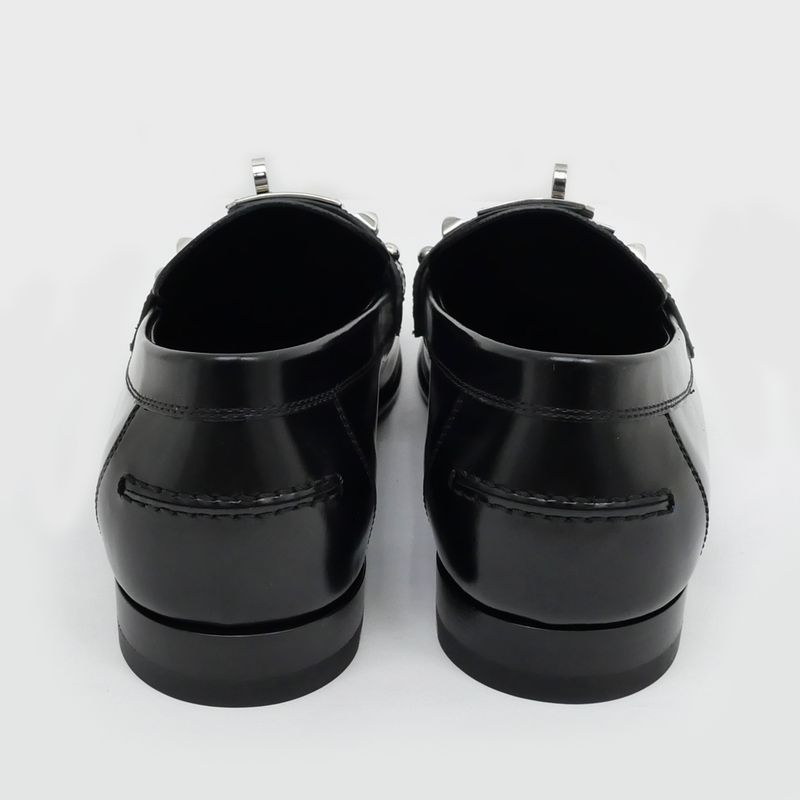 Hermes D'estaing Moccasins Loafers Z Size 38 1 2 Black Studs — view 4