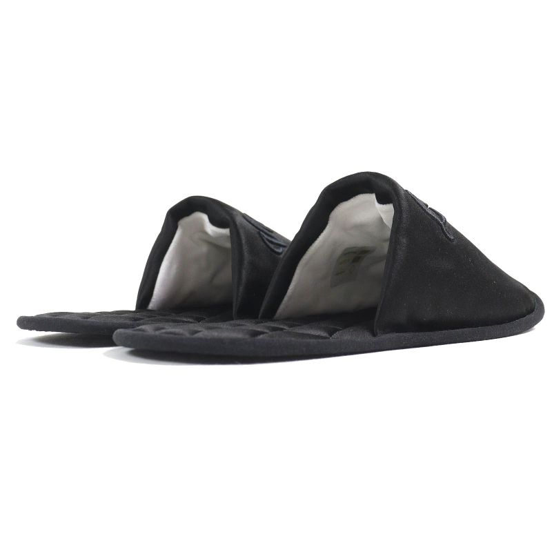 Louis Vuitton Sweet Line Logo Embroidery Satin Slippers Room Shoes Black — view 5