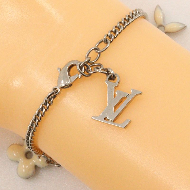 Louis Vuitton Bracelet Sweet Monogram Metal Silver White 9.7 — view 4