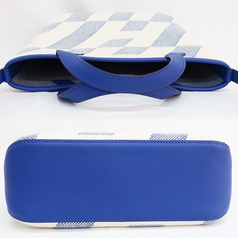 Hermes Ambie PM Shoulder Bag 2-Way Blue White U Stamp Canvas — view 4