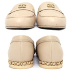 Chanel Loafers Oh875 Coco Mark Beige Gold Hardware Chain — view 4