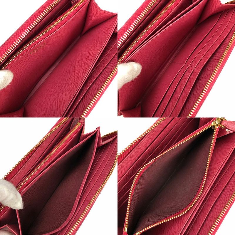 Prada 1 Ml506 Round Zipper Long Wallet Saffiano Metal Peonia Pinkish Pink — view 3