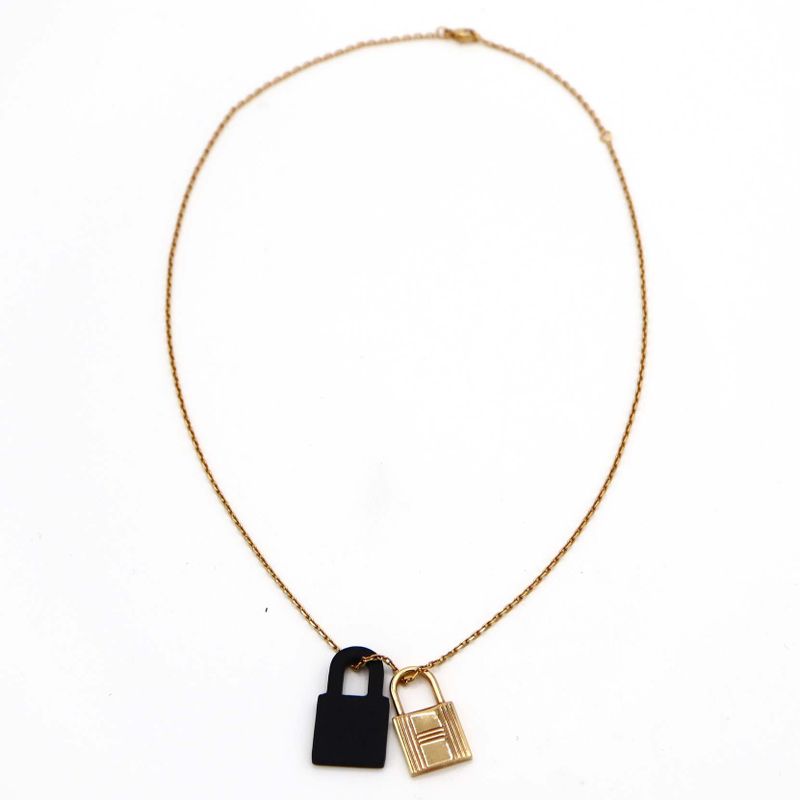 Hermes Necklace Eau Kelly Canade Gold Color Black Accessories — view 6