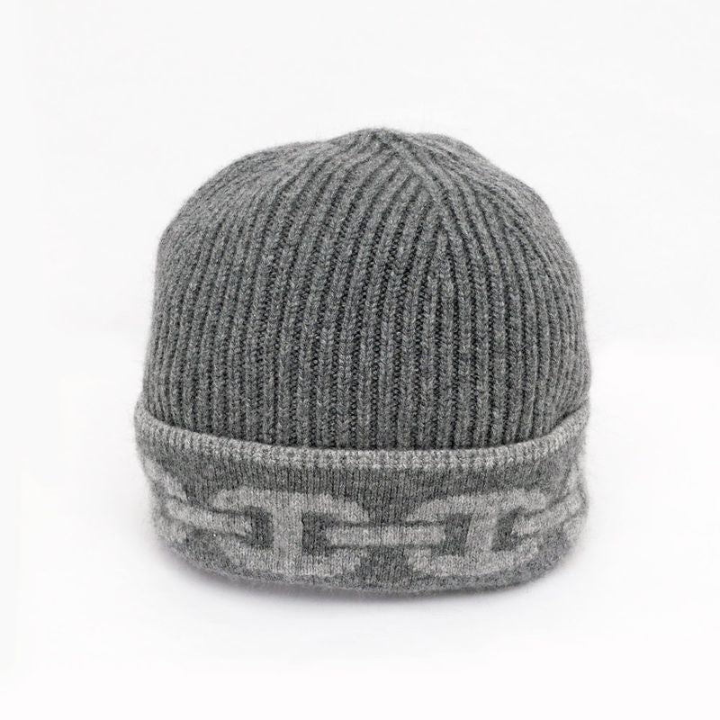 Hermes Knit Cap Heaven Charbon Flannel Gray L Size Cashmere Hat — view 8