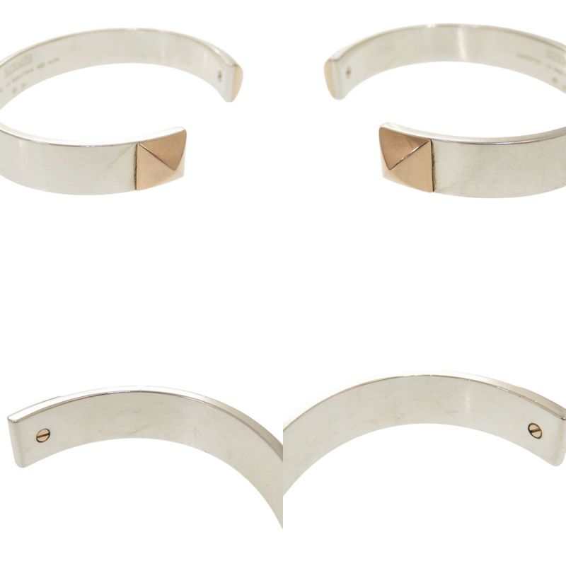 Hermes Clous De H Jonc 2 B Silver 925 18K Pink Gold Bracelet — view 8