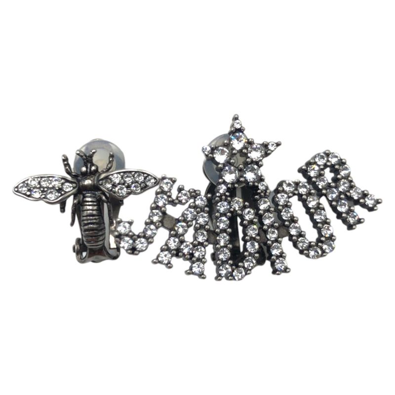 Dior J'A Bee Rhinestone Silver Metal Earrings — view 3