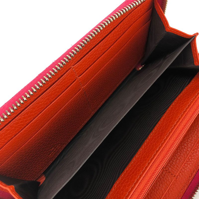 Gucci Long Wallet Bamboo Leather Orange Pink Round Zipper Zippy Bicolor — view 7