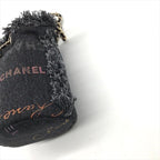 Chanel Small Mini Bucket Denim Chain Shoulder Bag Black — view 5