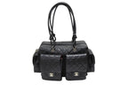 Chanel Cambon Line Multi Pocket Boston Bag Calfskin Black Pink