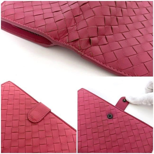 Bottega Veneta Bifold Wallet Pink Intrecciato Hook — view 7