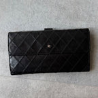 Chanel Bicolore Coco Mark Bifold Long Wallet W Hook Leather Quilted Black — view 5