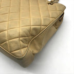 Chanel CC Logo Quilted Lambskin Chain Shoulder Bag Leather Beige — view 6