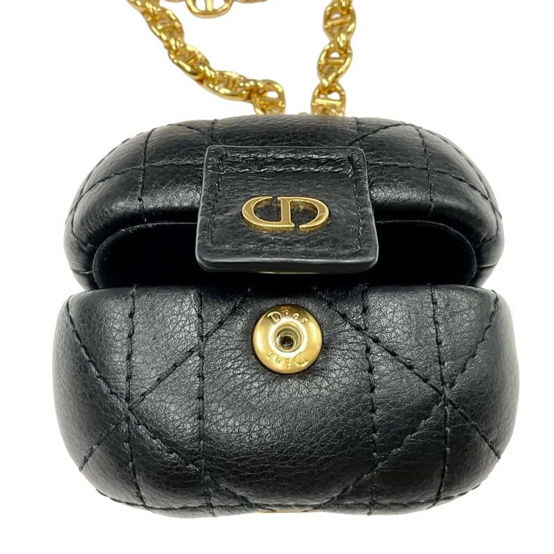 Christian Dior Cannage Black Gold CD Chain Airpods Case — view 5