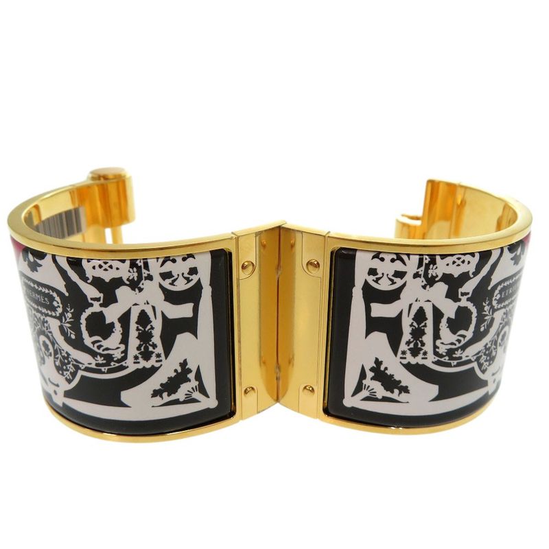 Hermes Emile GM Bangle Bracelet Charniere Enamel Gold 1874 — view 4