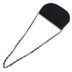 Chanel CC Logo Half Moon Velour Push Lock Chain Shoulder Bag Black — view 2
